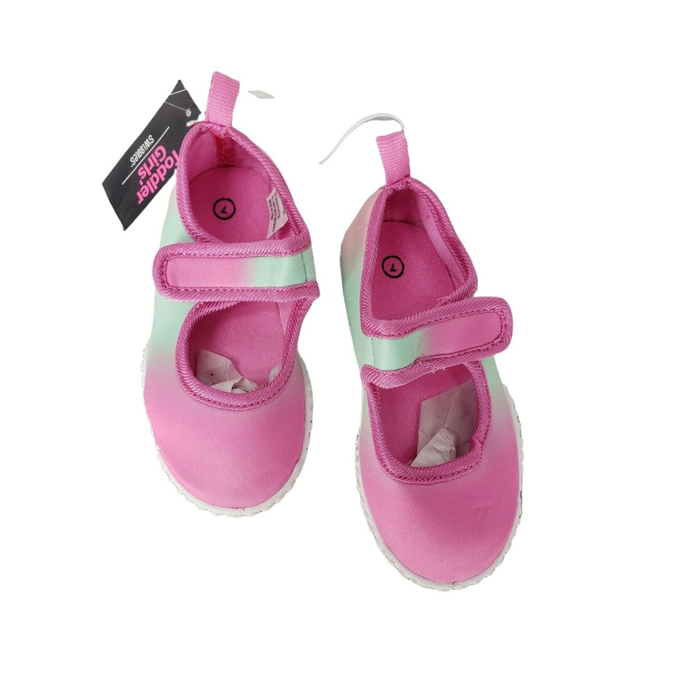 Swiggles Toddler Girl Aqua Pink water shoes slip on new Size 7